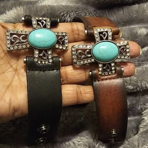 Turquoise Cross Leather Bracelets